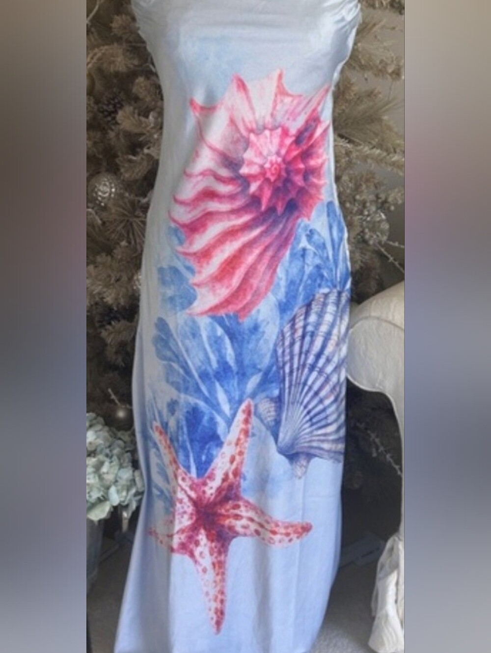 Paperheart Sea Life Strapless Maxi Dress with Shell & Starfish Print